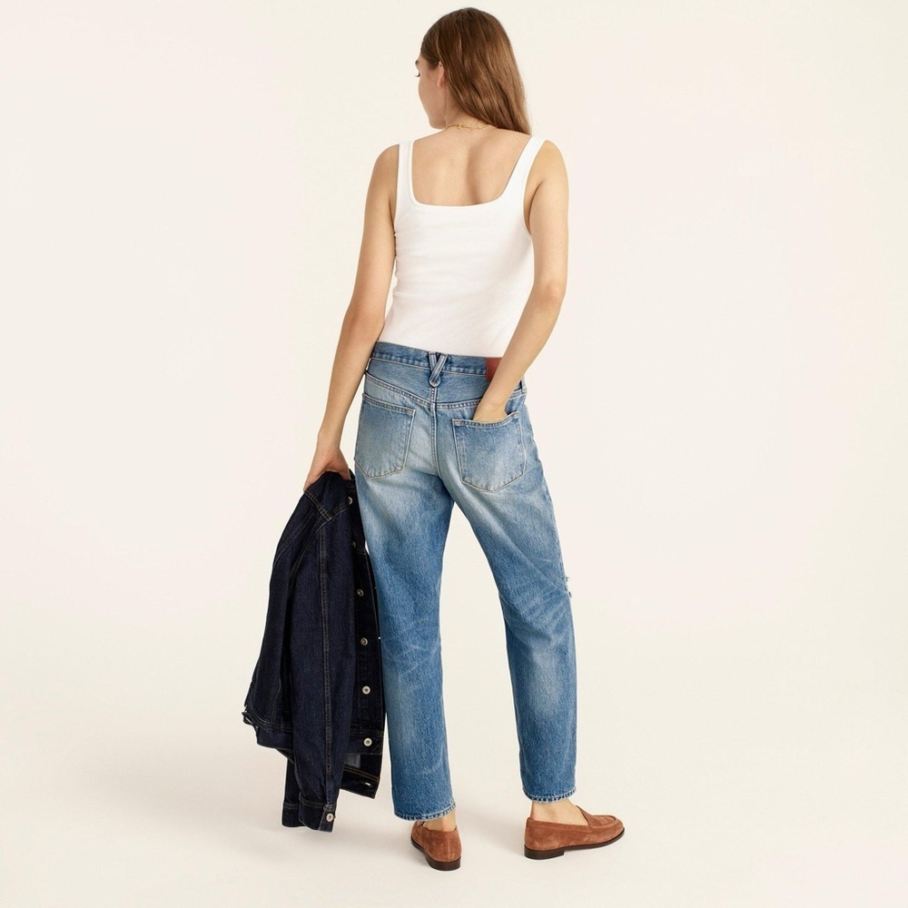 J. Crew Slouchy Boyfriend Jean in Southern Sky Wash Distressed Mom Baggy 29T L - Picture 2 of 11